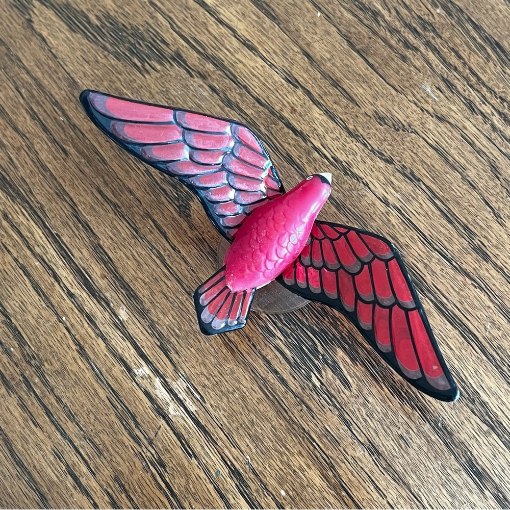 Vintage Red Cardinal Bird Suction Decor